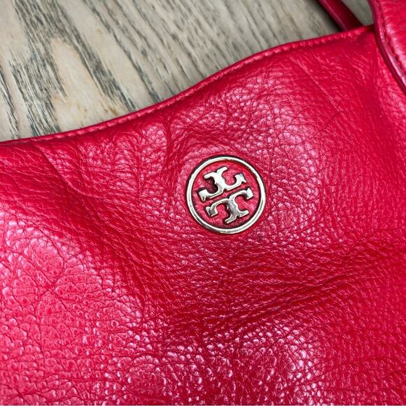 Tory Burch Michelle Tote Large Cherry Red Shoulder Bag Purse - Picture 5 of 15